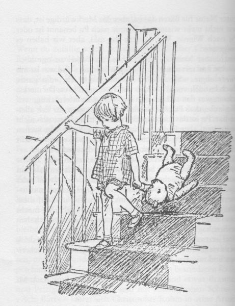 Christopher Robin mit Pu, Zeichnung: E. H. Shepard (1926)